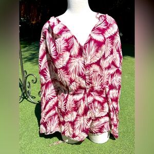 Tropical Leaf Print Romper